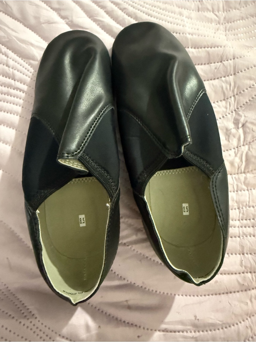 Black Slip-On Leather Jazz Shoes - Size 8.5